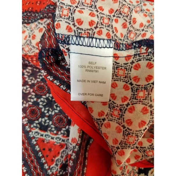 Valerie Stevens Plus Size 2X Tie Front Flowy Slightly Sheer Hippie Boho Top - Picture 7 of 8